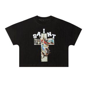 Billionaire Studios Fashionable I Sant Cross Print Black T Shirt